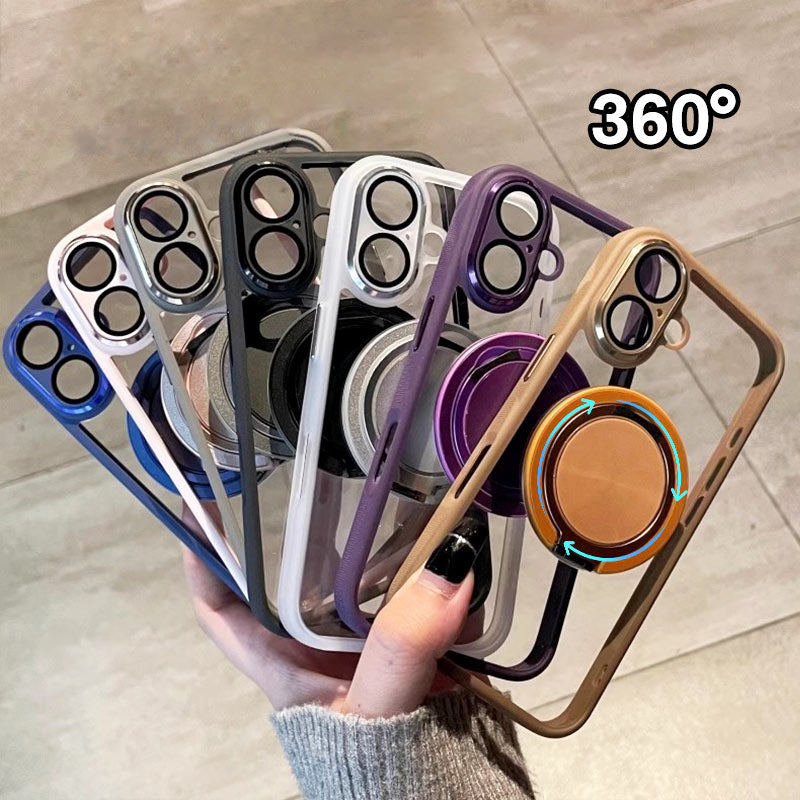 2024 verbesserte hochwertige🔥iPhone 16-13-Serie transparente magnetische Handyhülle mit drehbarem Ständer