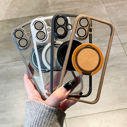 2024 verbesserte hochwertige🔥iPhone 16-13-Serie transparente magnetische Handyhülle mit drehbarem Ständer