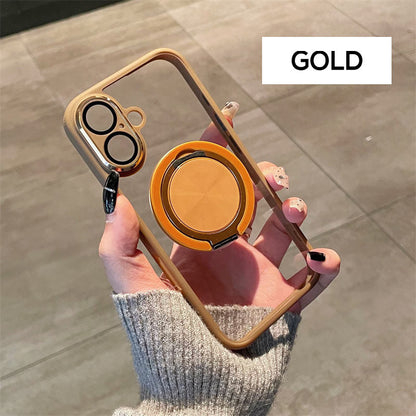 2024 verbesserte hochwertige🔥iPhone 16-13-Serie transparente magnetische Handyhülle mit drehbarem Ständer