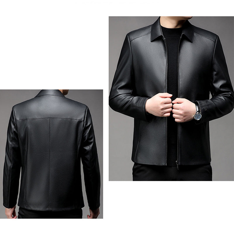 Herren Casual Business Revers PU Lederjacke
