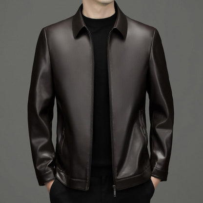 Klassische PU-Lederjacke für Herren mit Frontreißverschluss 🔥Business Casual Easy Match