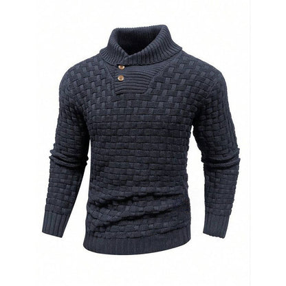 💜Herren Pullover mit strukturiertem Stehkragen