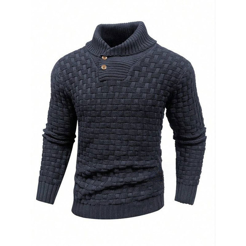 💜Herren Pullover mit strukturiertem Stehkragen