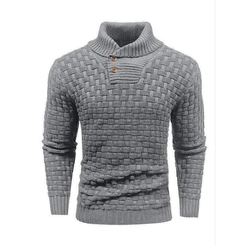 💜Herren Pullover mit strukturiertem Stehkragen