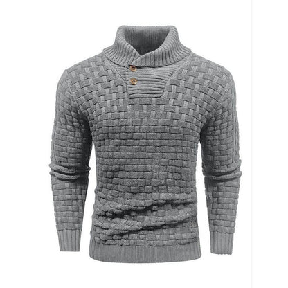 💜Herren Pullover mit strukturiertem Stehkragen