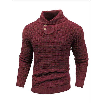 💜Herren Pullover mit strukturiertem Stehkragen