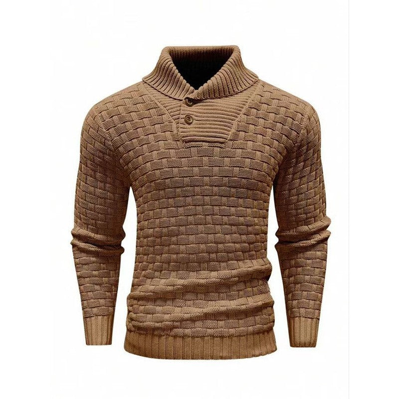 💜Herren Pullover mit strukturiertem Stehkragen
