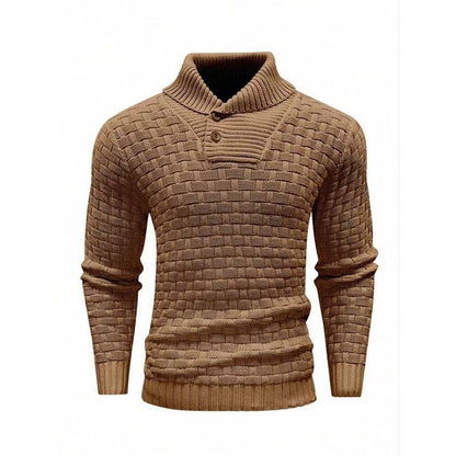 💜Herren Pullover mit strukturiertem Stehkragen