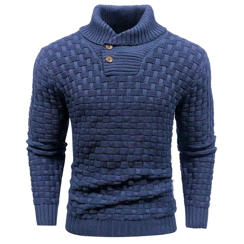 💜Herren Pullover mit strukturiertem Stehkragen