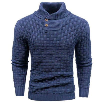 💜Herren Pullover mit strukturiertem Stehkragen