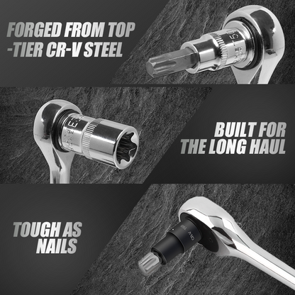 🔥CR-V Steckschlüssel-Set – 1/4" & 1/2", Vielseitiges Ratschen- und Nuss-Set für Heim & Werkstatt