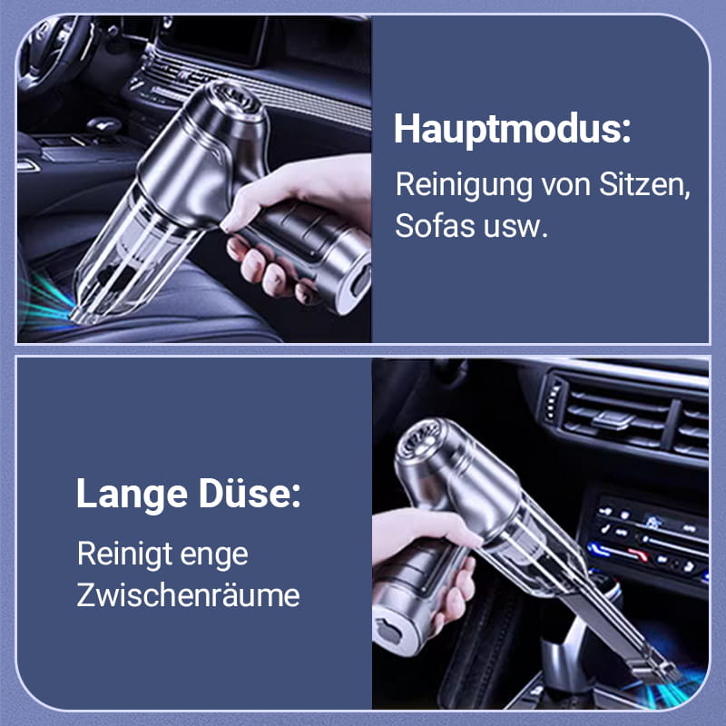 Kabelloser Autostaubsauger – Starke Saugkraft, 60 Minuten Akkulaufzeit, Geeignet für Autos und Sofas