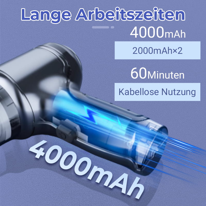 Kabelloser Autostaubsauger – Starke Saugkraft, 60 Minuten Akkulaufzeit, Geeignet für Autos und Sofas