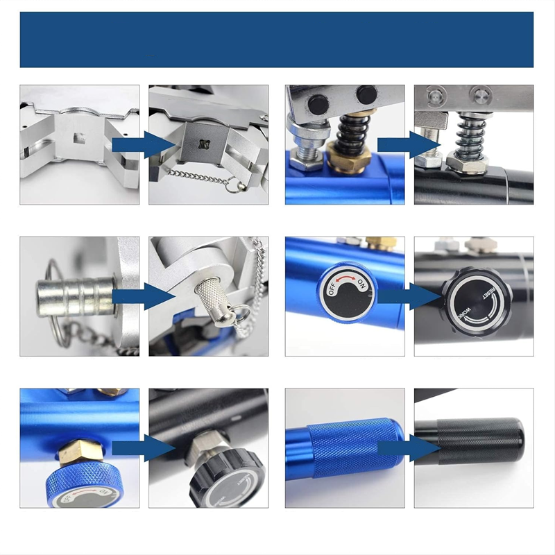 Hydraulisches Klimaanlagen-Schlauchpresswerkzeug-Set – Handpresswerkzeug-Set mit aufsteckbaren Matrizen für die Reparatur von Klimaanlagen-Schläuchen