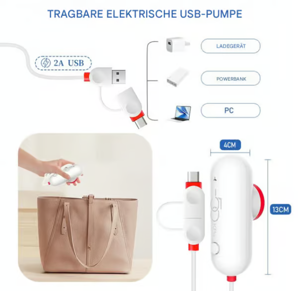 Vakuum-Aufbewahrungsbeutel mit elektrischer USB-Pumpe