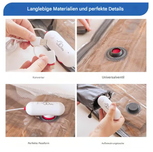 Vakuum-Aufbewahrungsbeutel mit elektrischer USB-Pumpe