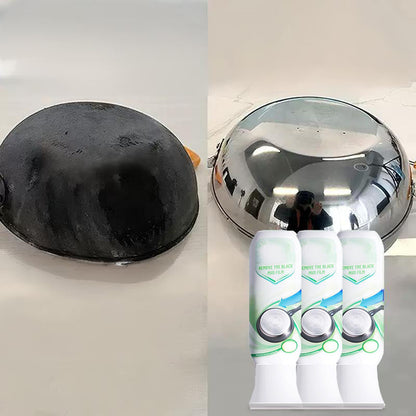 Schwarzer Schlammfilm auf Topfböden, schwarzer Schlammfilm zur Reinigung von Topfböden im Haushalt, Schlammfilm zur Entfernung von schwarzem Kalk in der Küche