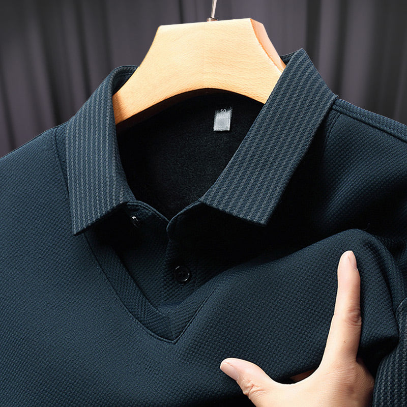 Zweiteiliges Strickhemd mit Reversimitat für Herren Nein