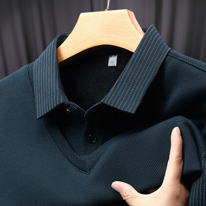 Zweiteiliges Strickhemd mit Reversimitat für Herren Nein