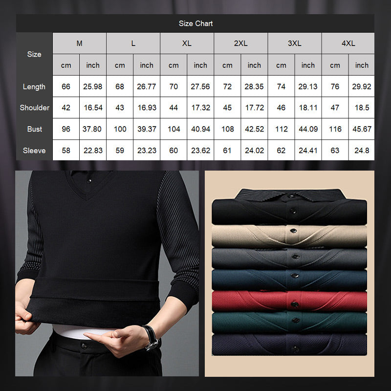 Zweiteiliges Strickhemd mit Reversimitat für Herren Nein