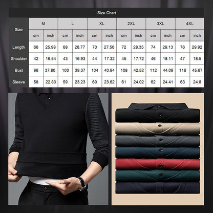 Zweiteiliges Strickhemd mit Reversimitat für Herren Nein