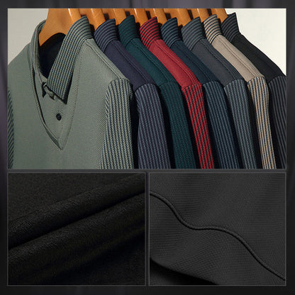 Zweiteiliges Strickhemd mit Reversimitat für Herren Nein