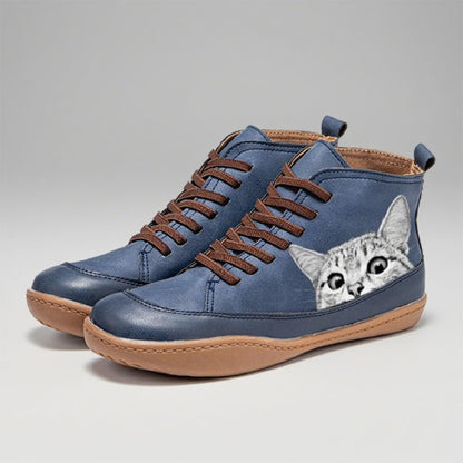 Schicke, bequeme Schuhe mit lustigem Katzenprint