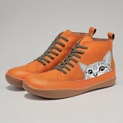 Schicke, bequeme Schuhe mit lustigem Katzenprint