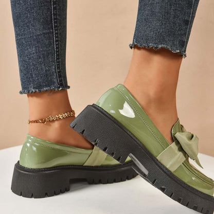 🩷Stilvolle süße Plateau-Loafer mit Schleife