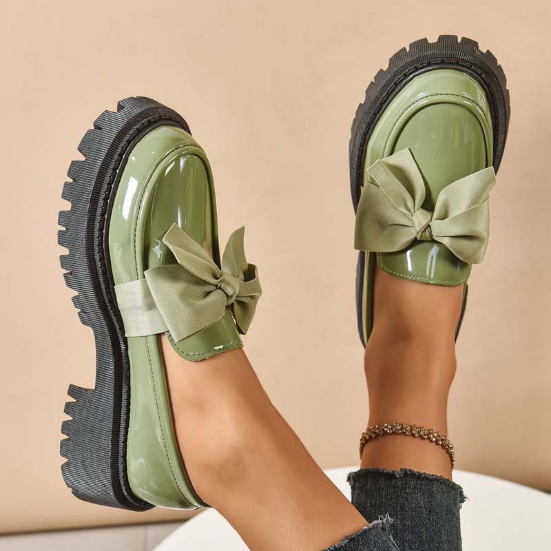 🩷Stilvolle süße Plateau-Loafer mit Schleife