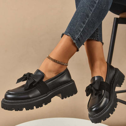 🩷Stilvolle süße Plateau-Loafer mit Schleife