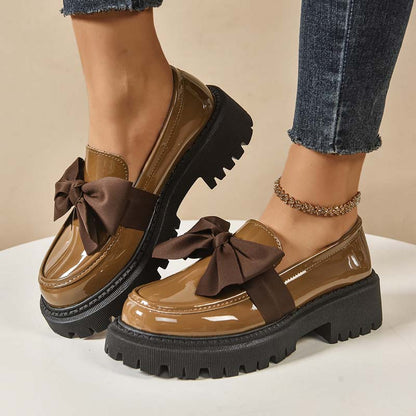 🩷Stilvolle süße Plateau-Loafer mit Schleife