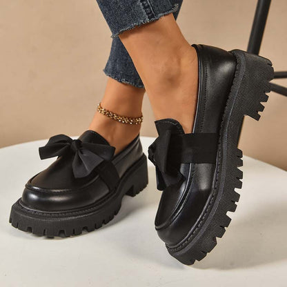 🩷Stilvolle süße Plateau-Loafer mit Schleife