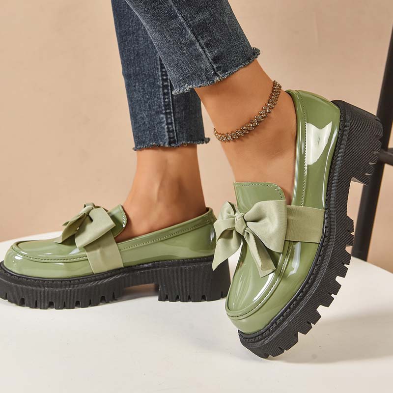 🩷Stilvolle süße Plateau-Loafer mit Schleife