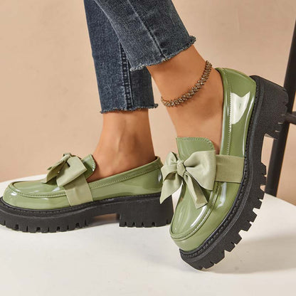 🩷Stilvolle süße Plateau-Loafer mit Schleife