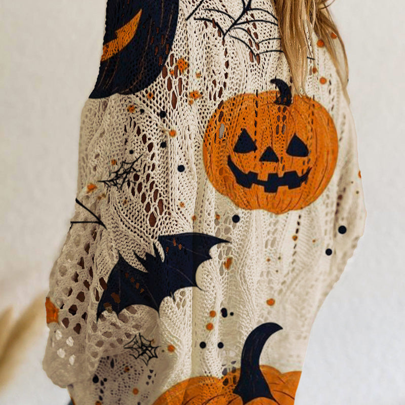Damen-Halloween-Strickpullover im lockeren Schnitt mit Fledermausärmel