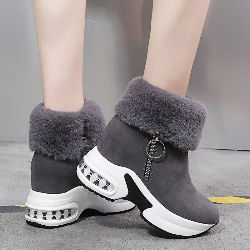 Plüschige, warme, höhenverstärkende Stiefeletten für Damen, ein Must-have für Herbst und Winter, modische, bequeme und vielseitige Schuhe🥰