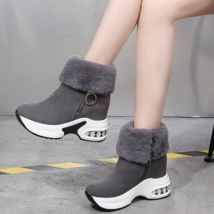 Plüschige, warme, höhenverstärkende Stiefeletten für Damen, ein Must-have für Herbst und Winter, modische, bequeme und vielseitige Schuhe🥰