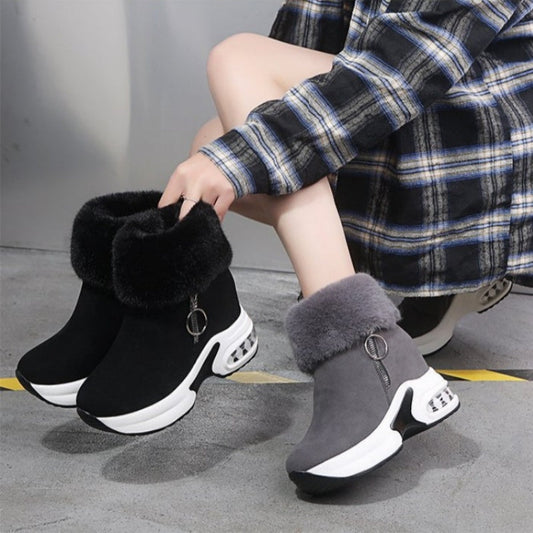 Plüschige, warme, höhenverstärkende Stiefeletten für Damen, ein Must-have für Herbst und Winter, modische, bequeme und vielseitige Schuhe🥰