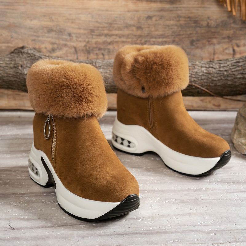 Plüschige, warme, höhenverstärkende Stiefeletten für Damen, ein Must-have für Herbst und Winter, modische, bequeme und vielseitige Schuhe🥰