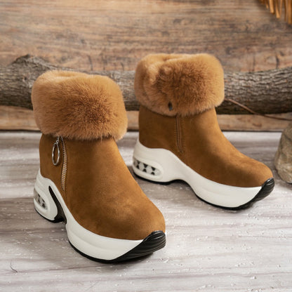 Plüschige, warme, höhenverstärkende Stiefeletten für Damen, ein Must-have für Herbst und Winter, modische, bequeme und vielseitige Schuhe🥰