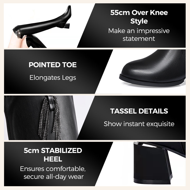 Damen Overknee-Stiefel 2025 – Elastische Langschaft-Stiefel mit Absatz, Schlankmachend & Herbst/Winter Trend