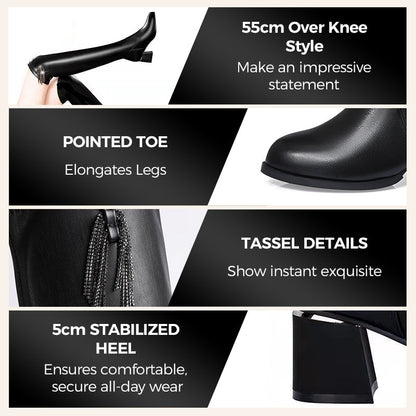 Damen Overknee-Stiefel 2025 – Elastische Langschaft-Stiefel mit Absatz, Schlankmachend & Herbst/Winter Trend