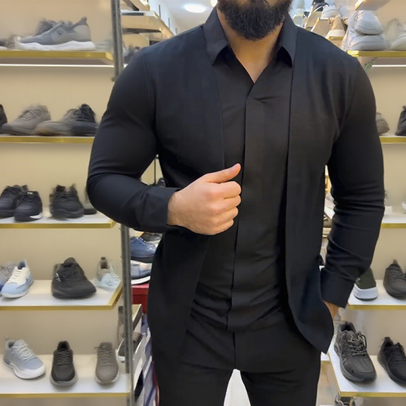 🔥Ausgewählte Herrenmode 50 % Rabatt🔥Herren Hemd in Layering-Optik