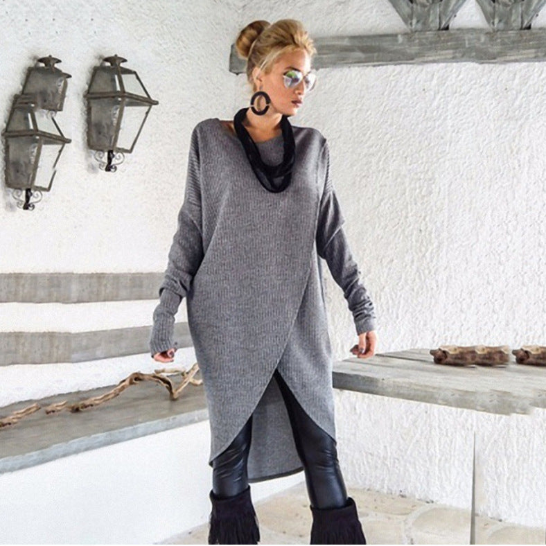 2025 neues Produkt 🔥 Einfarbiges Pulloverkleid, unregelmäßiger Saum, verändert die Körperform, versteckt das Fleisch und lässt es dünner aussehen, geeignet für alle Körpertypen, weich, bequem und modisch