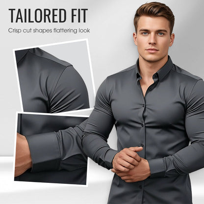 🔥 🔥Einfarbiges, vielseitiges Langarmhemd mit Stehkragen für Herren