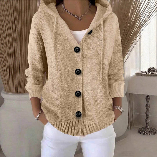 💕Einfarbige, langärmelige, kurze Strickjacke mit Kapuze für Damen, ein Must-Have für den Herbst