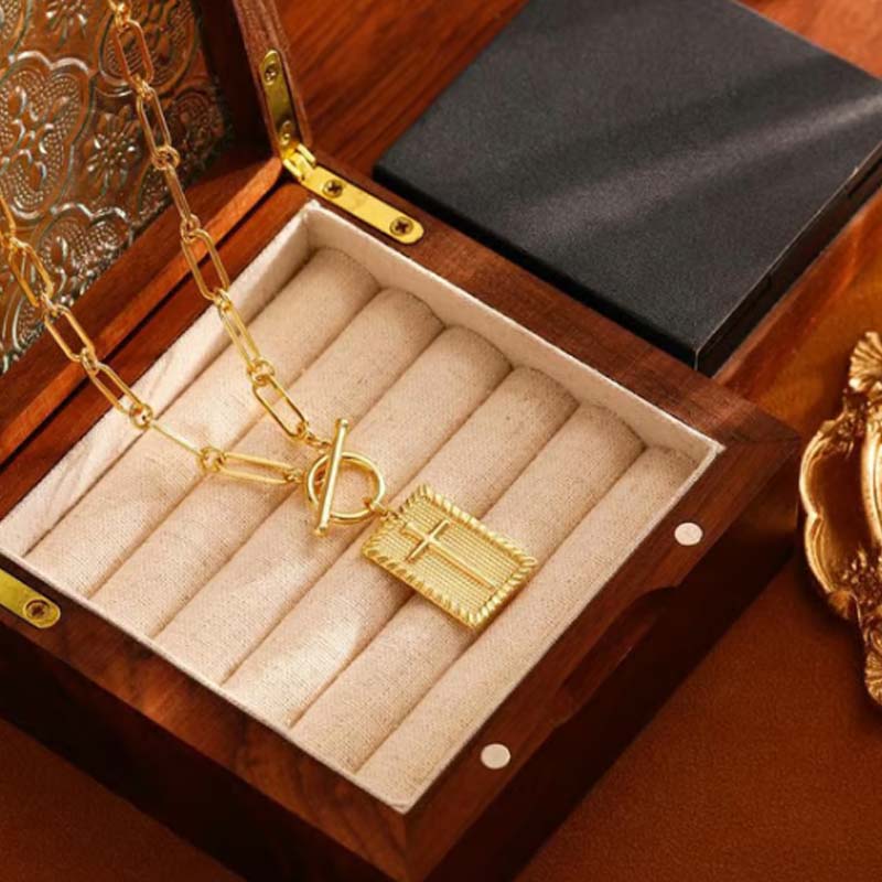 Cross Pendant Paperclip Chain Necklace