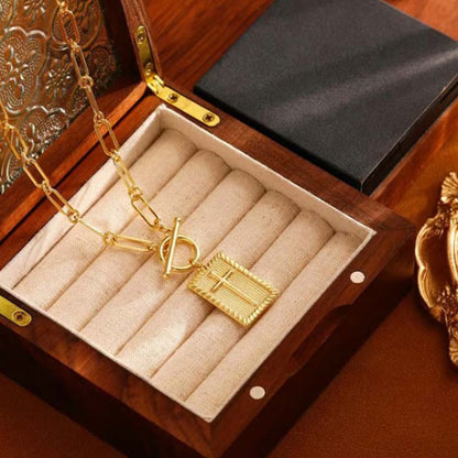 Cross Pendant Paperclip Chain Necklace