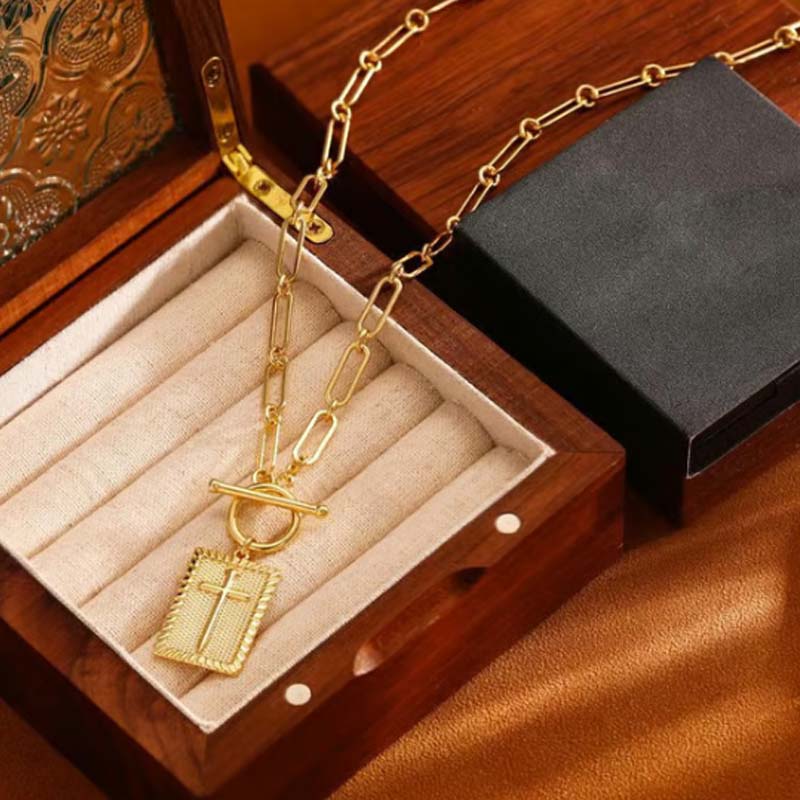 Cross Pendant Paperclip Chain Necklace